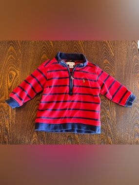 Ralph Lauren Red & Navy Striped 3/4 zip